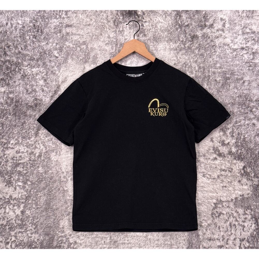 Evisu Kuro Shirt Small Mens Black & Gold Embroidered